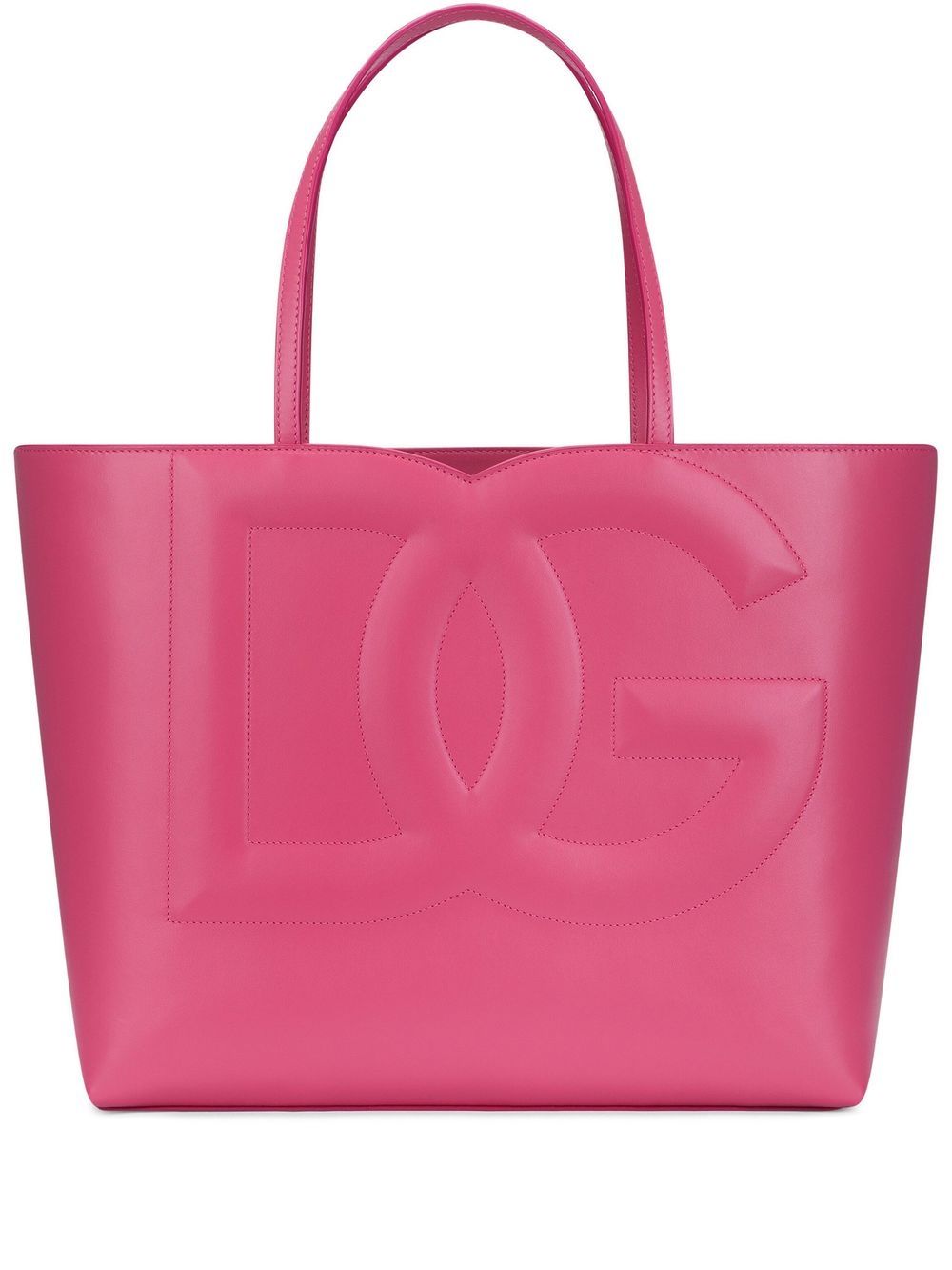 Dolce &amp; Gabbana DG Logo Medium Pink Leather Shopping Bag pink