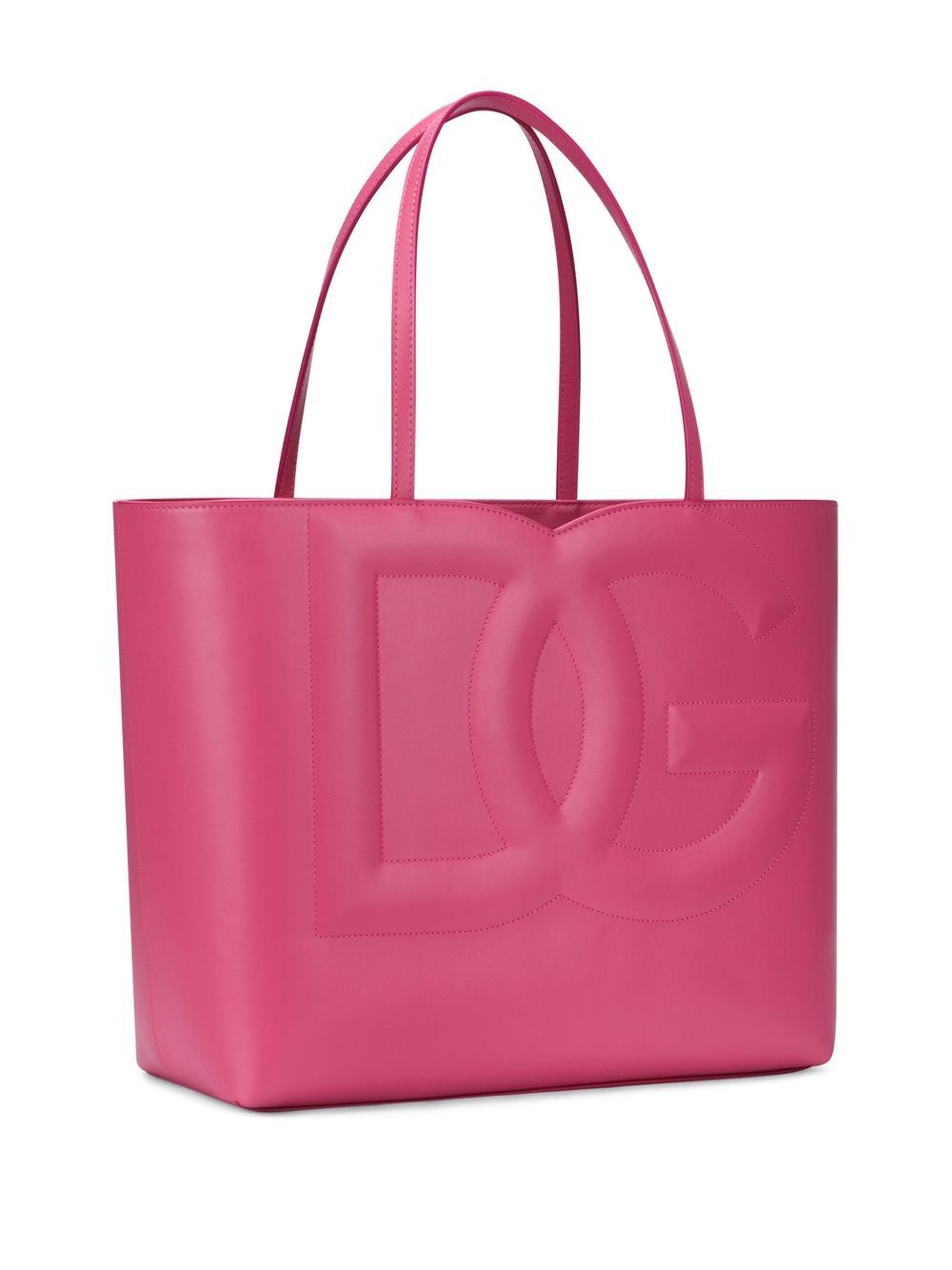 Dolce &amp; Gabbana DG Logo Medium Pink Leather Shopping Bag pink