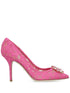 Dolce & Gabbana Belucci Taormina Lace 90mm Crystal-Embellished Pumps Fuchsia