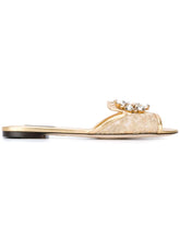 Dolce & Gabbana Bianca Crystal-Embellished Lace Sandals Golden