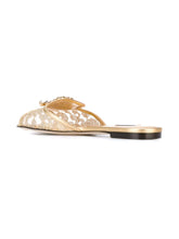 Dolce & Gabbana Bianca Crystal-Embellished Lace Sandals Golden