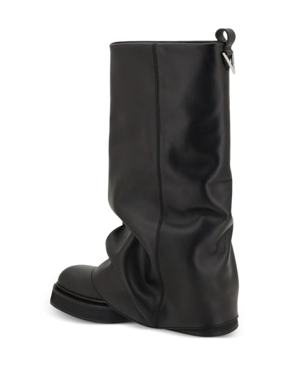 The Attico Robin Leather Combat Boots Black