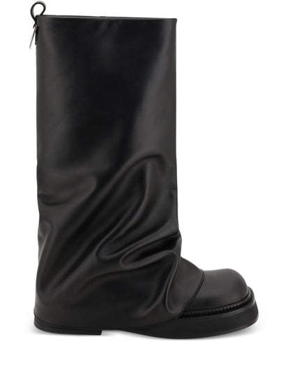 The Attico Robin Leather Combat Boots Black