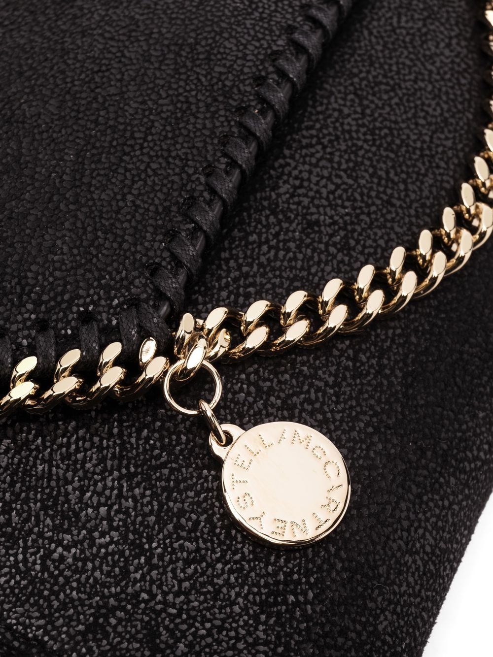 Stella McCartney Mini Falabella Chain-Trimmed Faux Leather Clutch Black