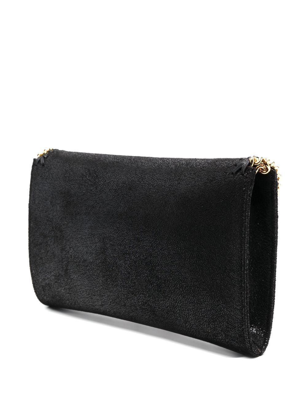 Stella McCartney Mini Falabella Chain-Trimmed Faux Leather Clutch Black