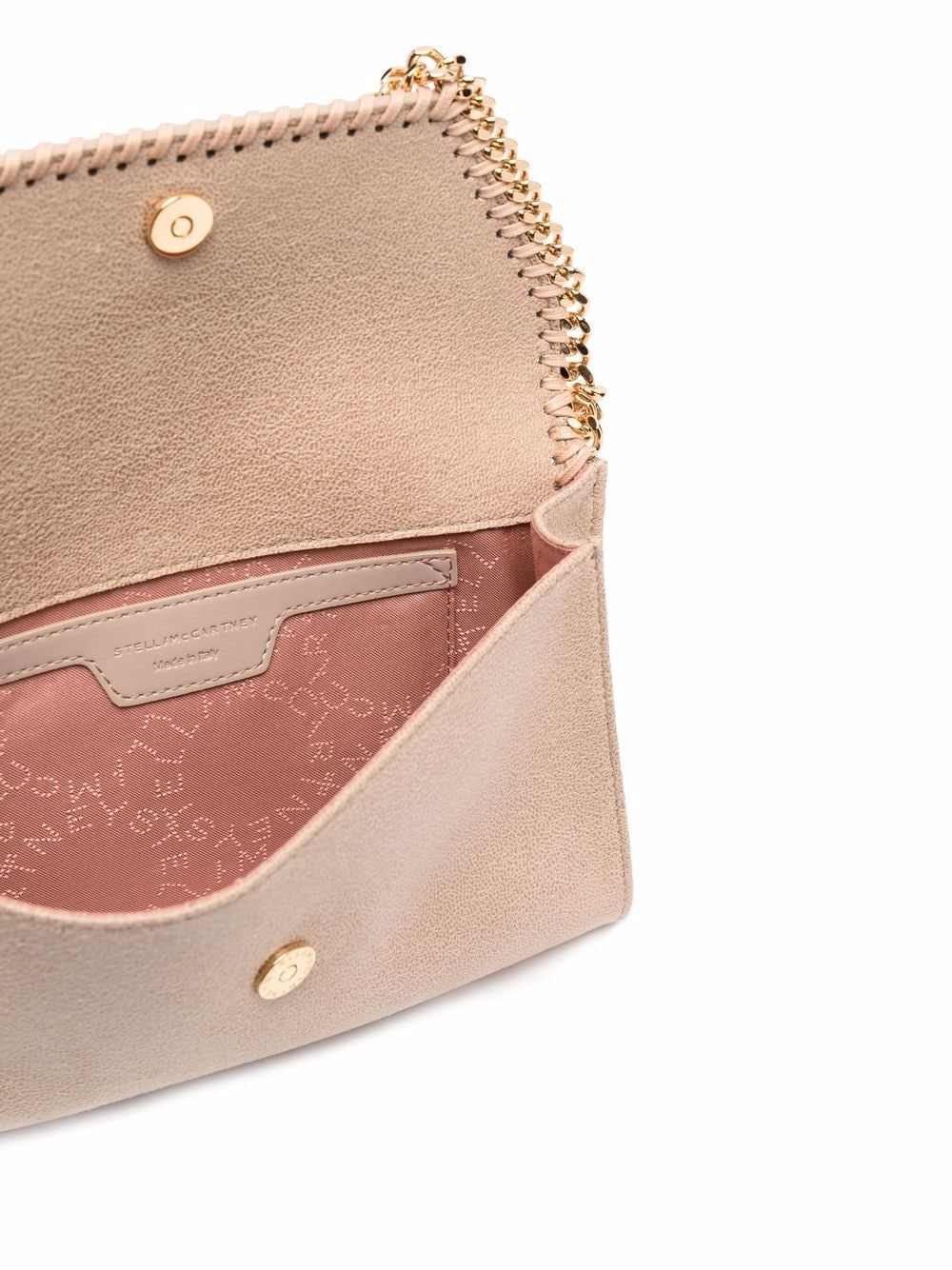 Stella McCartney Falabella Whipstitch-Trim Vegan Leather Wallet on Chain Beige beige