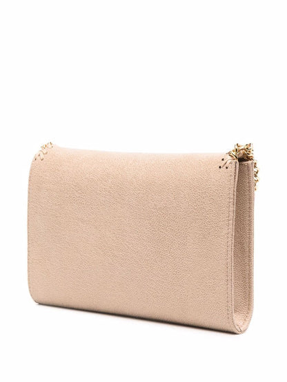 Stella McCartney Falabella Whipstitch-Trim Vegan Leather Wallet on Chain Beige beige
