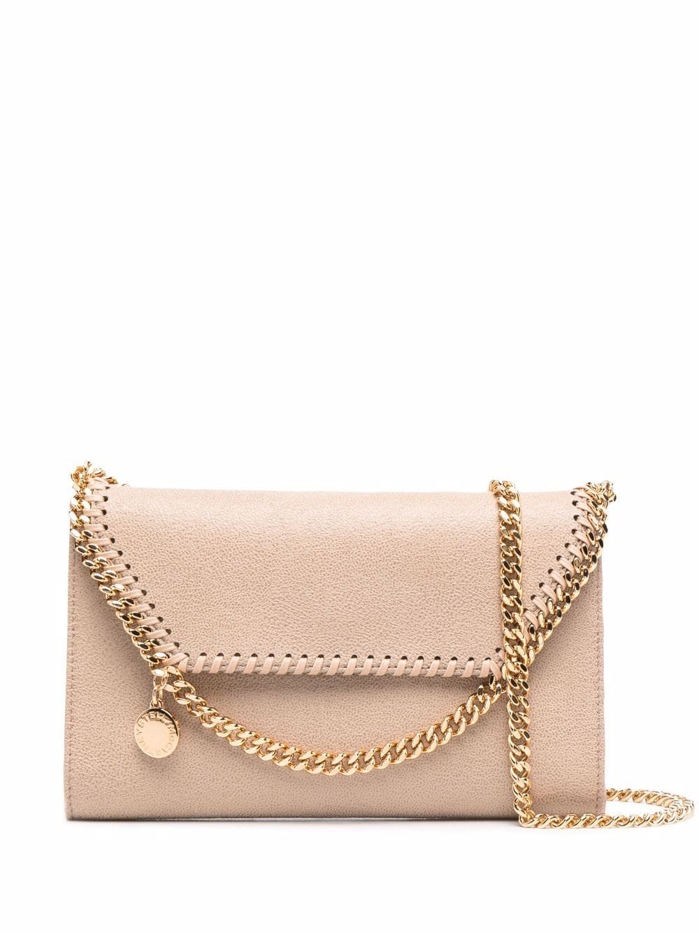Stella McCartney Falabella Whipstitch-Trim Vegan Leather Wallet on Chain Beige beige