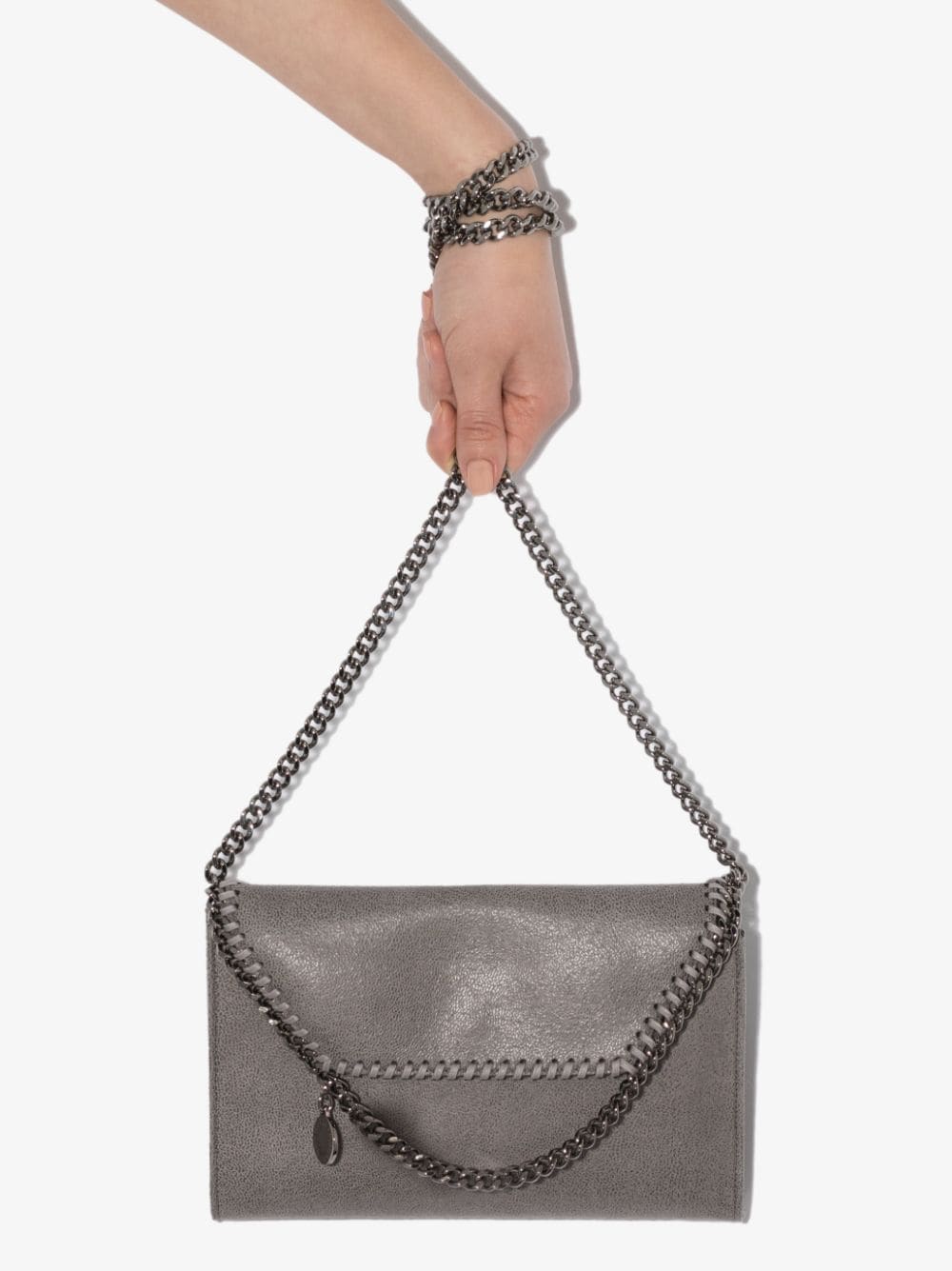 Stella McCartney Falabella Grey Wallet on Chain Clutch with Chain Trim Grey