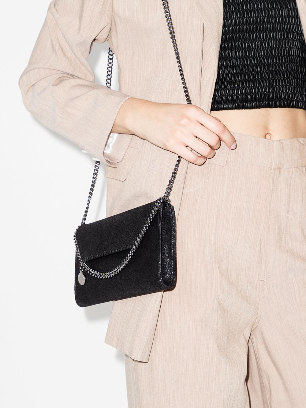Stella McCartney Falabella Small Faux Leather Chain Crossbody Bag Black