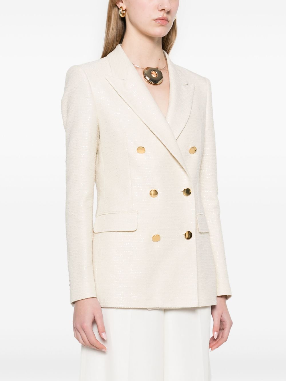 Tagliatore Double-Breasted Cotton-Blend Jacket Ivory