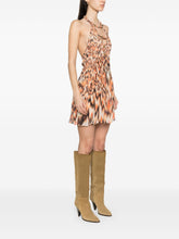 Isabel Marant Rozilda Abstract-Print Silk Flared Dress Orange