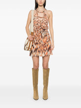 Isabel Marant Rozilda Abstract-Print Silk Flared Dress Orange