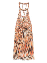Isabel Marant Rozilda Abstract-Print Silk Flared Dress Orange