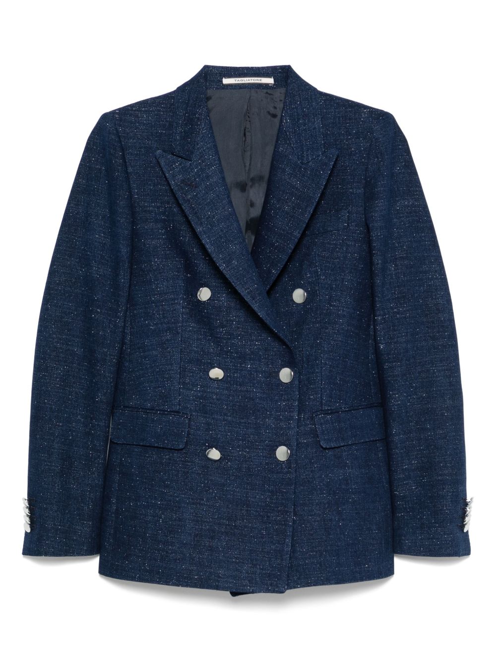 Tagliatore Double-Breasted Oxford Cotton Blazer Blue Blue