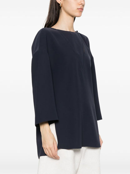 Emporio Armani Tech cady blouse with laser cutting Blue