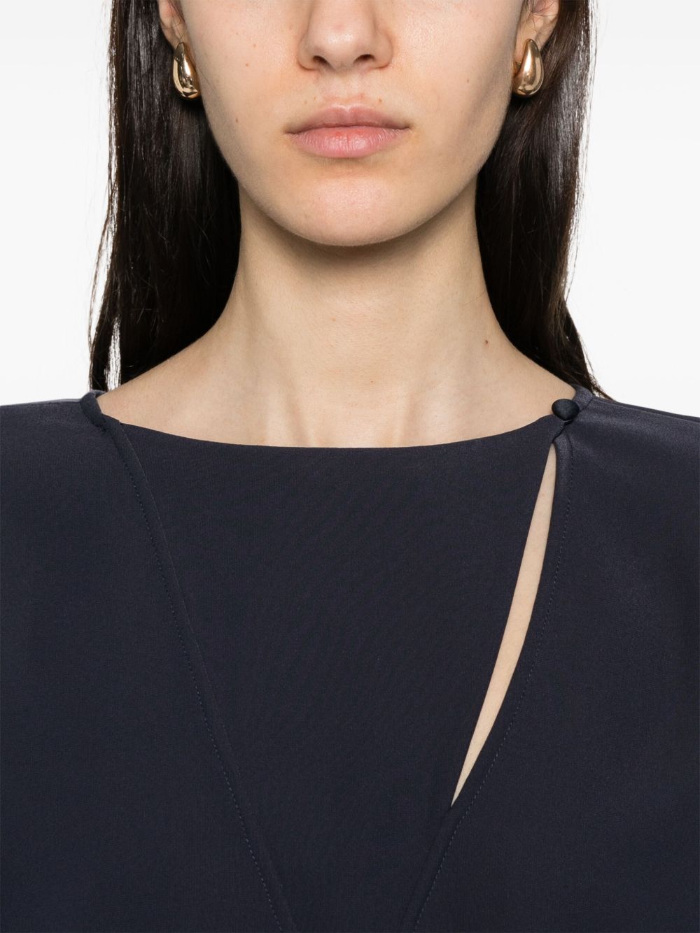 Emporio Armani Tech cady blouse with laser cutting Blue