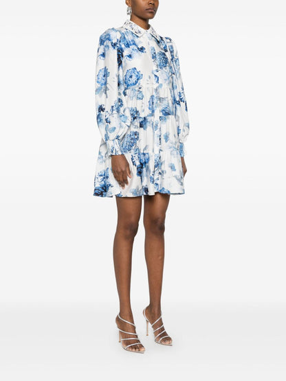 Alice + Olivia Junia Printed Mini Dress Clear Blue