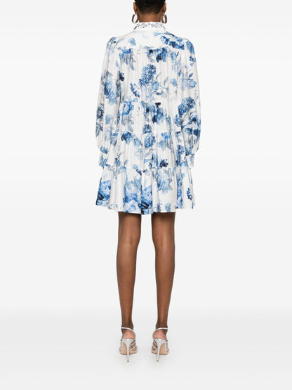 Alice + Olivia Junia Printed Mini Dress Clear Blue