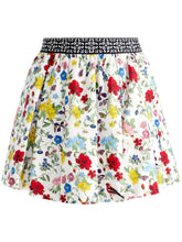 Alice + Olivia Floral Pleated Linen-Blend Mini Skirt Multicolour