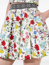 Alice + Olivia Floral Pleated Linen-Blend Mini Skirt Multicolour