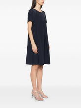 Emporio Armani Techno Cady Flared Dress with pleat Blue