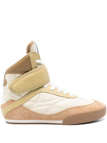 Chloé Kick Leather High-Top Sneakers Beige