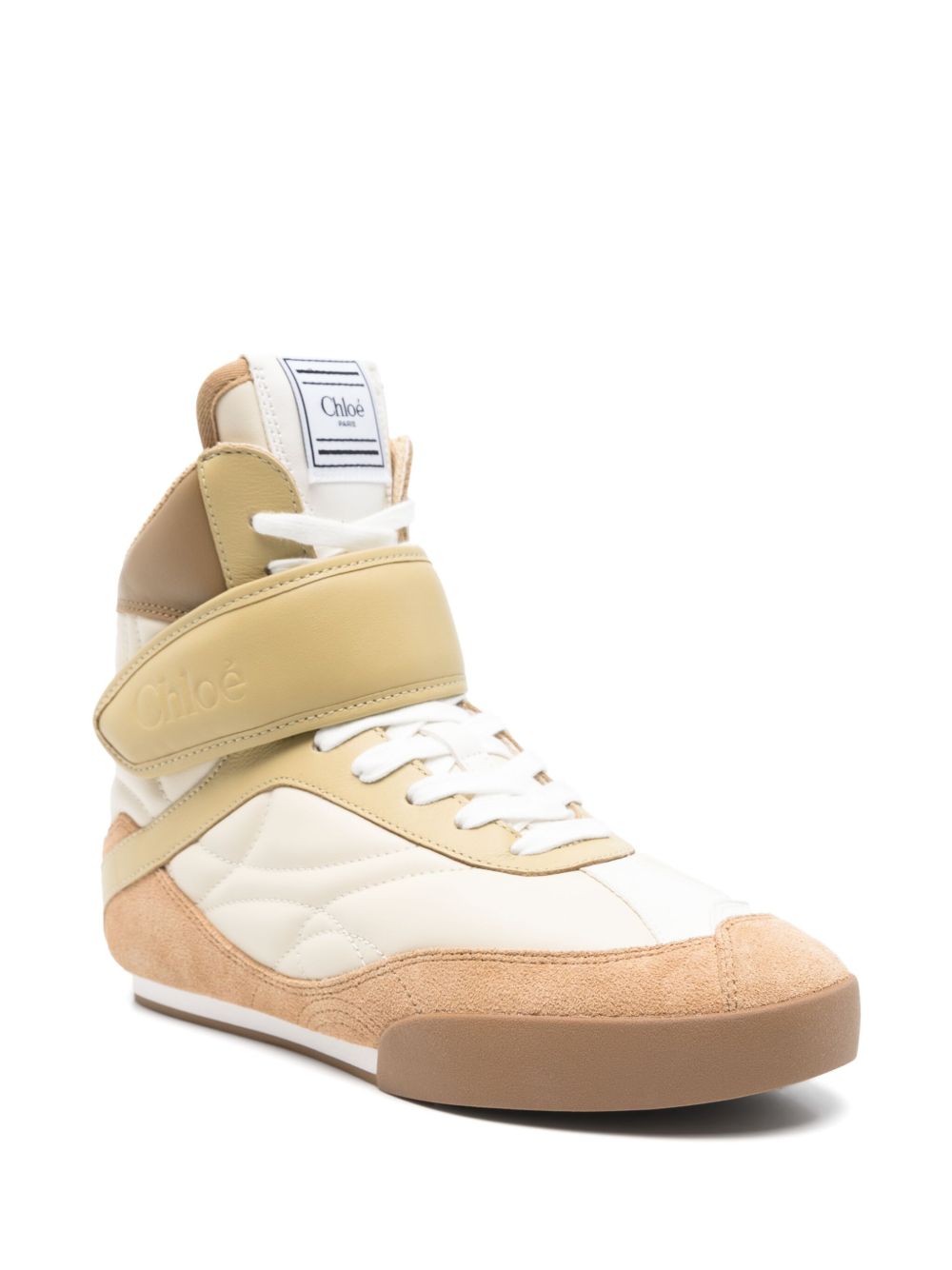 Chloé Kick Leather High-Top Sneakers Beige