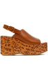 Chloé 130mm Maxime Wedge Sandals Brown