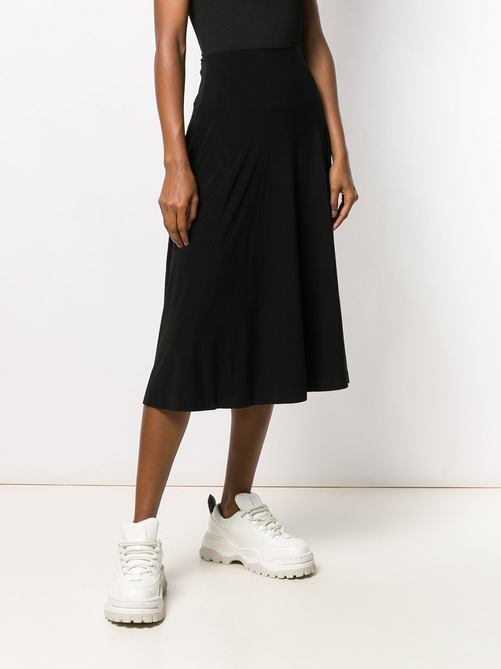 Norma Kamali Flared jersey skirt Black