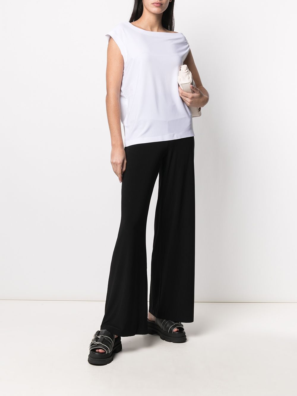 Norma Kamali Wide-Leg Stretch Jersey Trousers Black