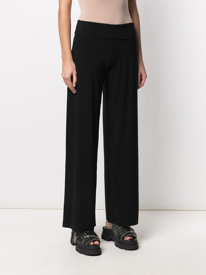 Norma Kamali Wide-Leg Stretch Jersey Trousers Black