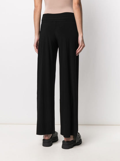 Norma Kamali Wide-Leg Stretch Jersey Trousers Black