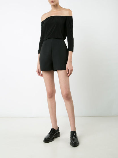 Norma Kamali Off-the-Shoulder Slim-Fit Blouse Black
