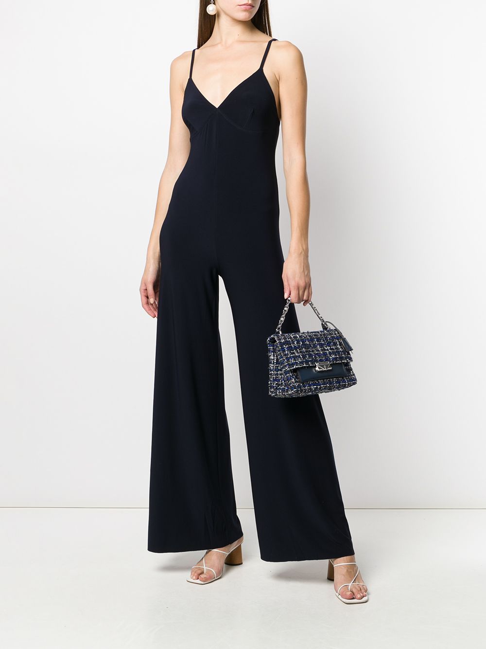 Norma Kamali Slip Wide-Leg Jersey Jumpsuit Blue