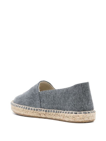 Isabel Marant Flat Black Cotton Espadrilles with Embroidered Logo Black