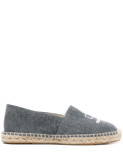 Isabel Marant Flat Black Cotton Espadrilles with Embroidered Logo Black