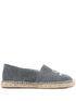 Isabel Marant Flat Black Cotton Espadrilles with Embroidered Logo Black