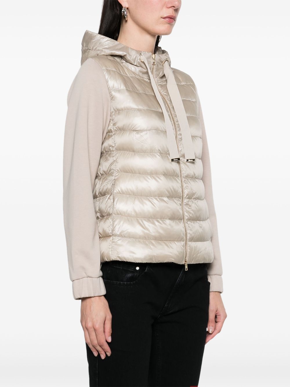 Herno Beige Nylon and Cotton Blouson Jacket with Drawstring Hood Beige