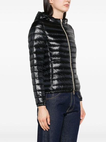 Herno Short Quilted Down Jacket with Gold-Tone Details Black