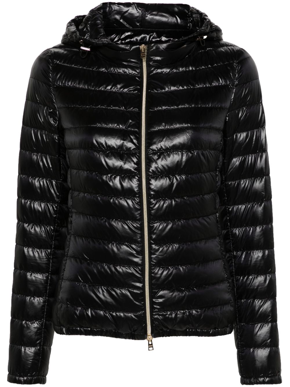 Herno Short Quilted Down Jacket with Gold-Tone Details Black