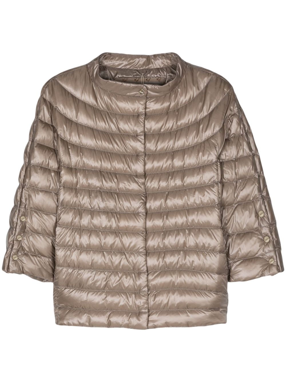 HERNO Goose Down Lightweight Collarless Cape Dove Grey