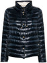 Herno Short Down Jacket with High-Shine Contrast Hood Blue