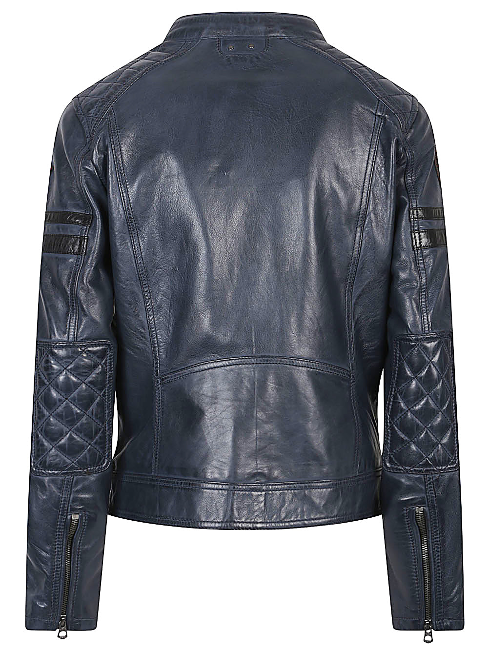 DAYTONA 73 Walkora Vintage Racing-Inspired Lambskin Leather Jacket Blue