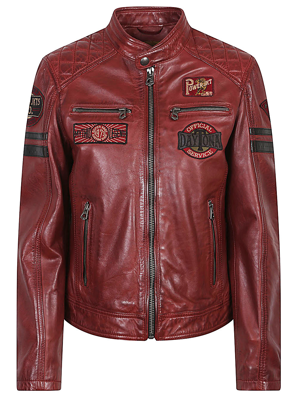 DAYTONA 73 Walkora Vegetable Tanned Lambskin Racing Leather Jacket Bordeaux
