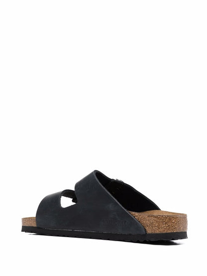 Birkenstock Arizona Oiled-Leather Double Buckle Sandals Black