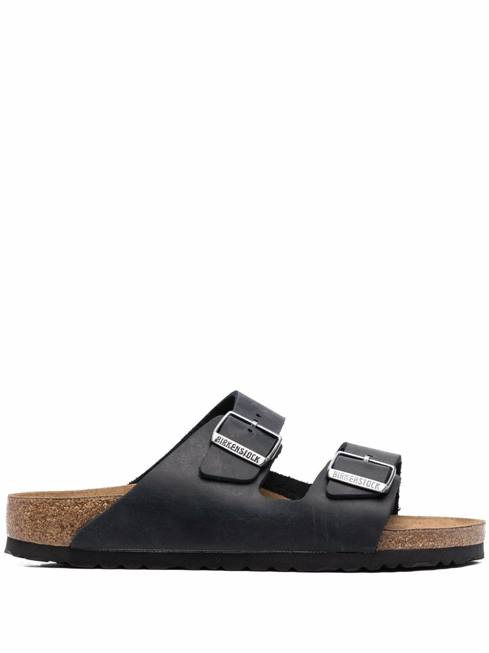 Birkenstock Arizona Oiled-Leather Double Buckle Sandals Black