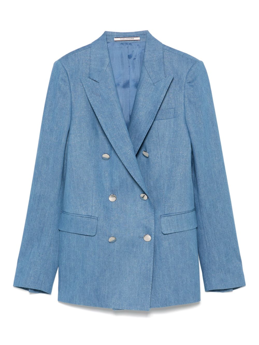 Tagliatore Double-Breasted Steel Blue Cotton Jacket Clear Blue