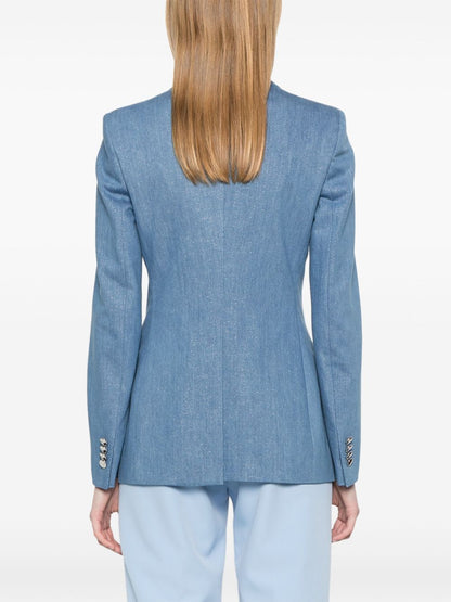 Tagliatore Double-Breasted Steel Blue Cotton Jacket Clear Blue