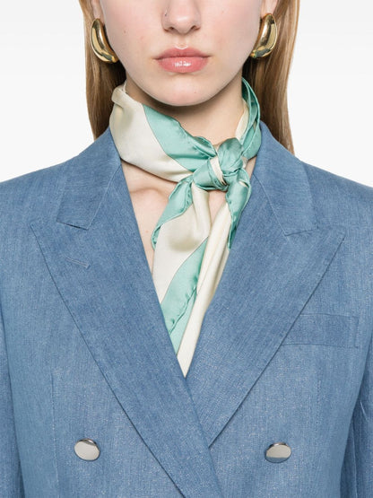 Tagliatore Double-Breasted Steel Blue Cotton Jacket Clear Blue